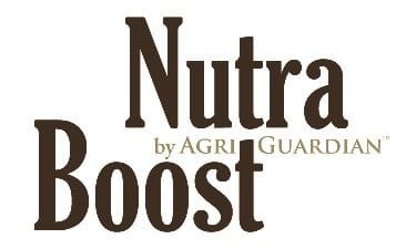 A brown and white logo for nutri boost by agri guard.